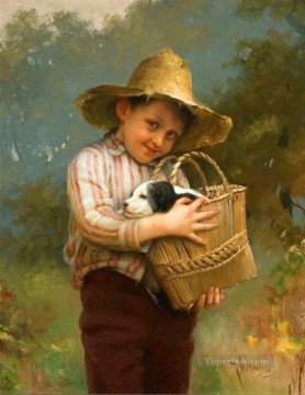 ペットと子供 Painting - ハッピーデイズ カール・ウィトコウスキーのペットの子供たち